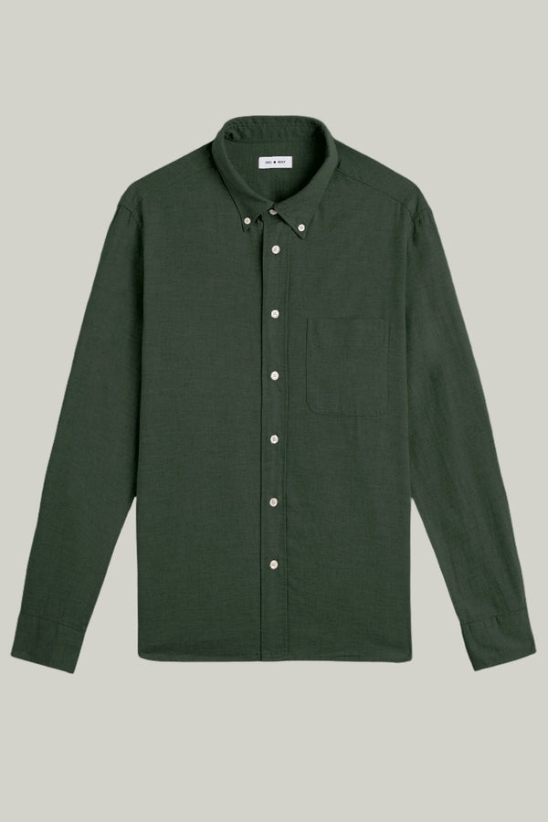 Hemd Langarm Flanell Melange Racing Green#Farbe_Racing Green