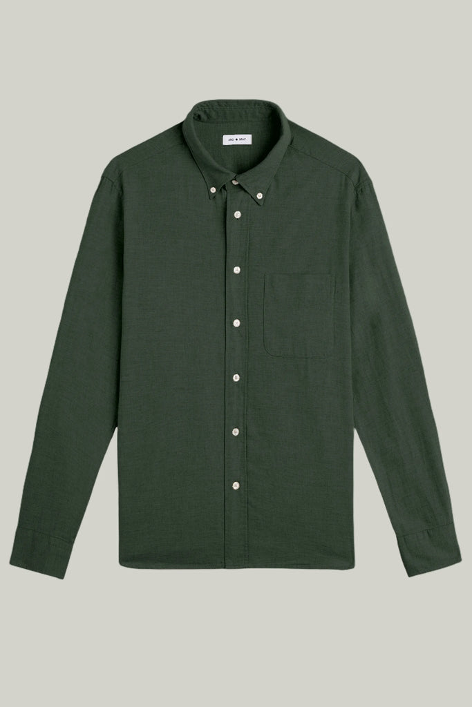 Hemd Langarm Flanell Melange Racing Green#Farbe_Racing Green