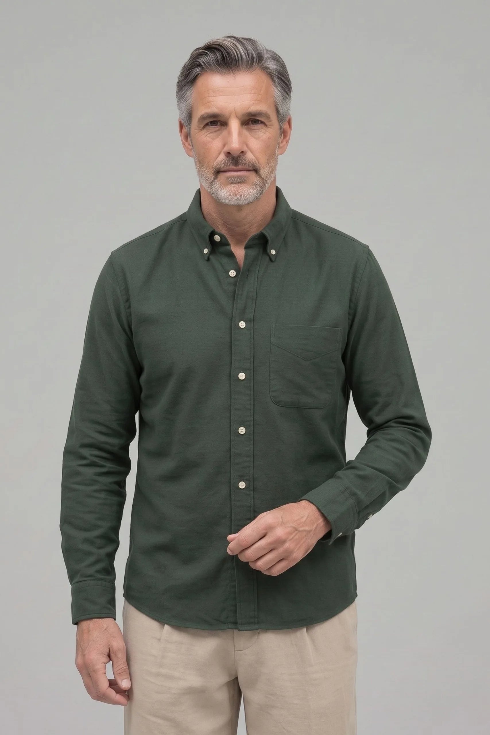 Hemd Langarm Flanell Melange