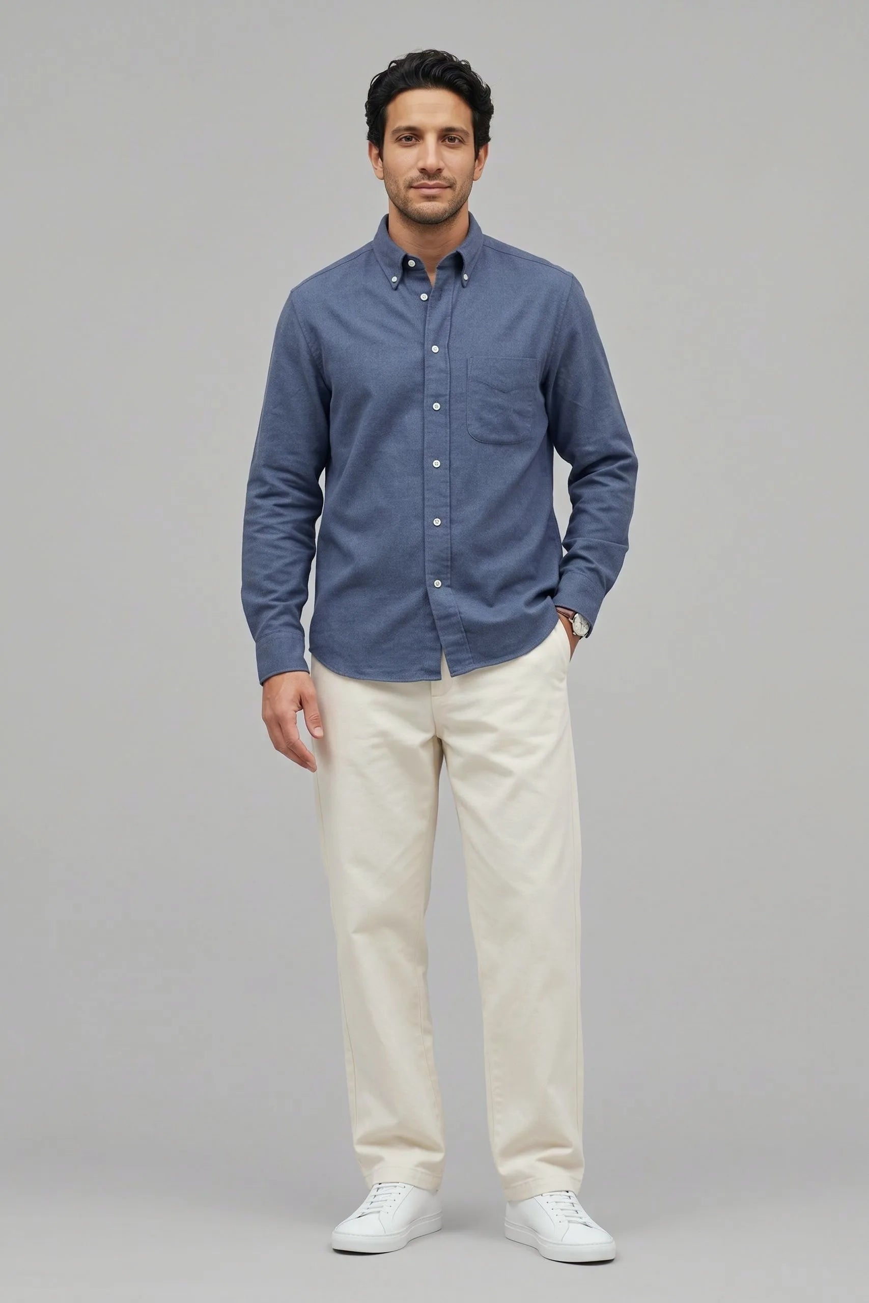 Hemd Langarm Flanell Melange