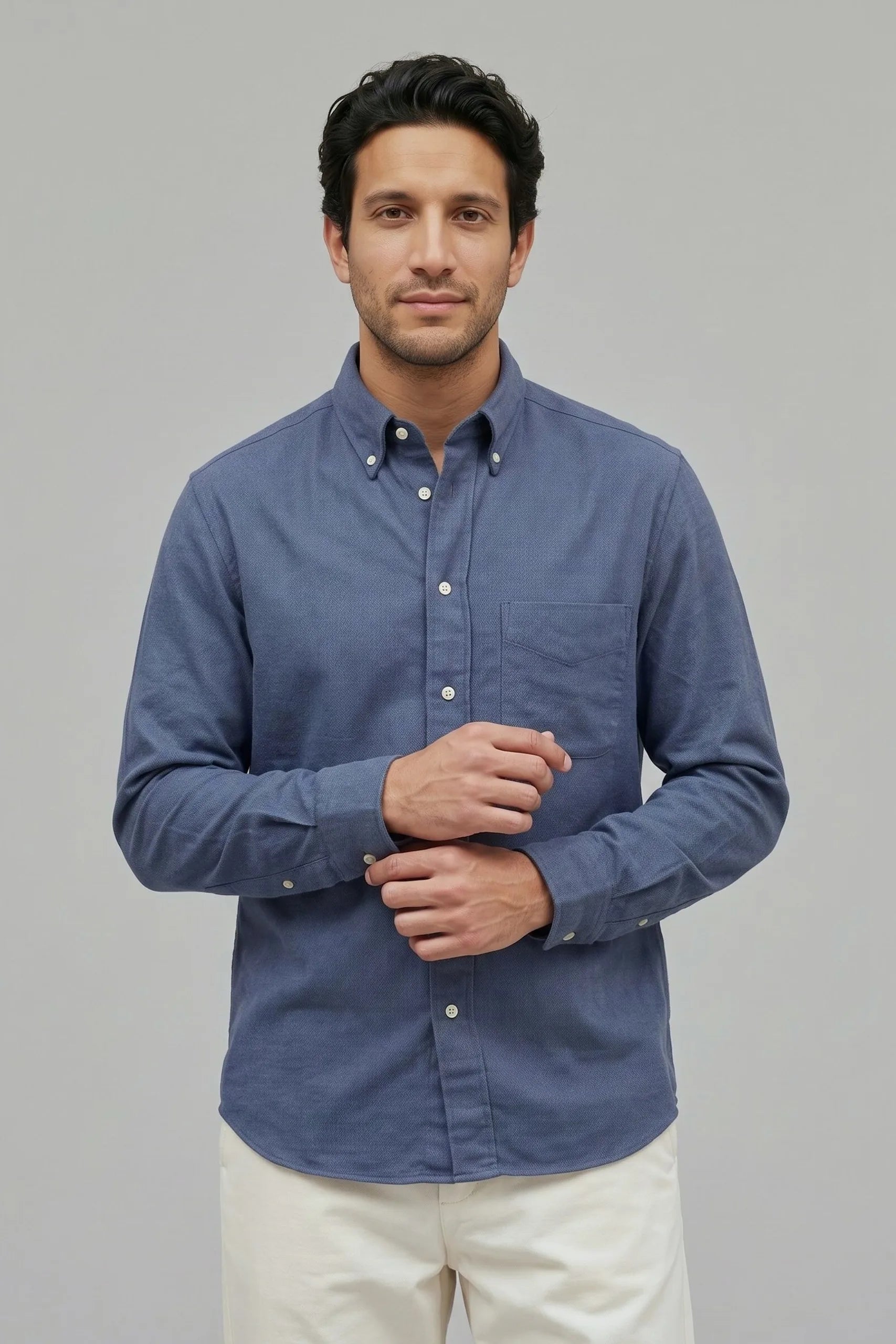Hemd Langarm Flanell Melange