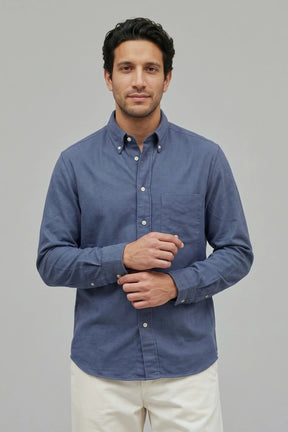 Hemd Langarm Flanell Melange