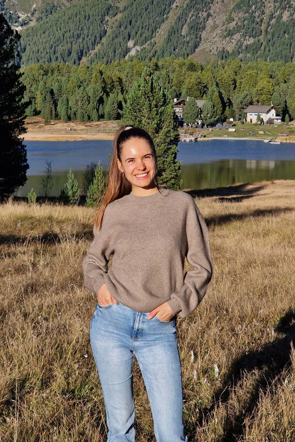 Kaschmir Pullover Rundhals Organic Brown#Farbe_Organic Brown