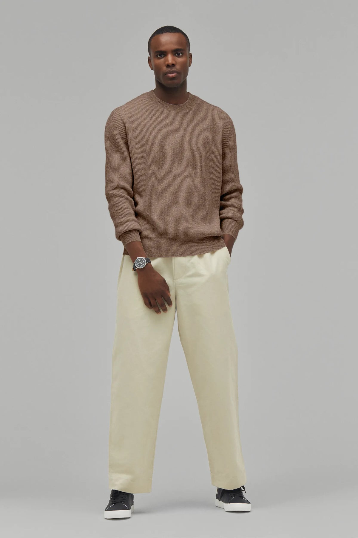 Kaschmir Pullover Rundhals Organic Brown#Farbe_Organic Brown