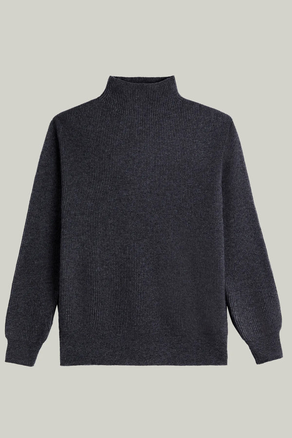 Kaschmir Pullover Funnel Neck Charcoal#Farbe_Charcoal