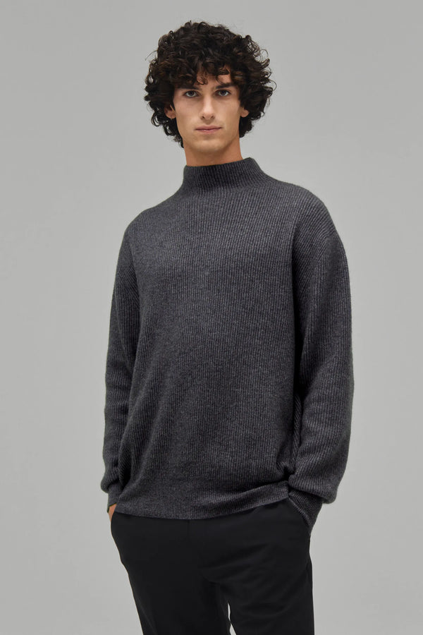 Kaschmir Pullover Funnel Neck Charcoal#Farbe_Charcoal