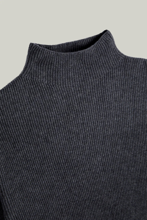 Kaschmir Pullover Funnel Neck Charcoal#Farbe_Charcoal