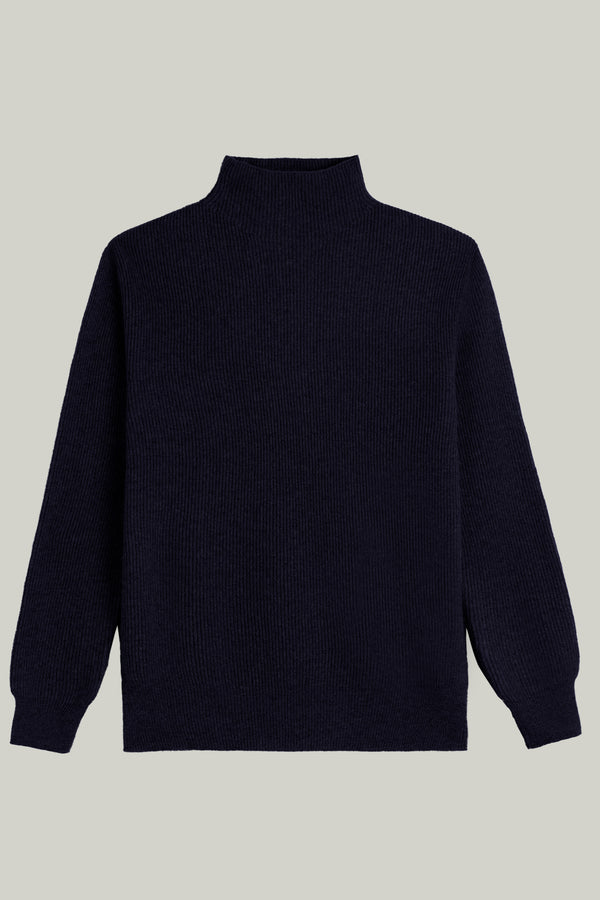 Kaschmir Pullover Funnel Neck Navy#Farbe_Navy