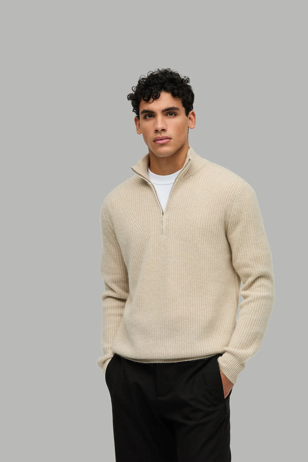 Kaschmir Pullover Troyer Offwhite#Farbe_Offwhite