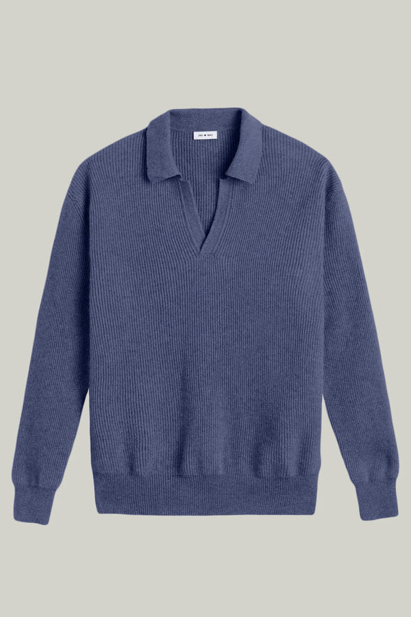 Kaschmir Pullover Polo Kragen Denim#Farbe_Denim