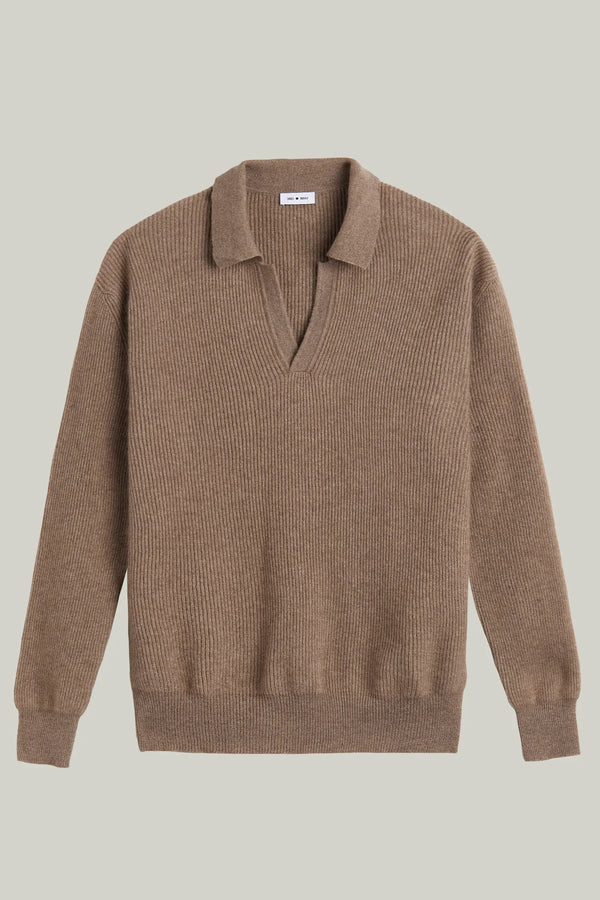 Kaschmir Pullover Polo Kragen Organic Brown#Farbe_Organic Brown