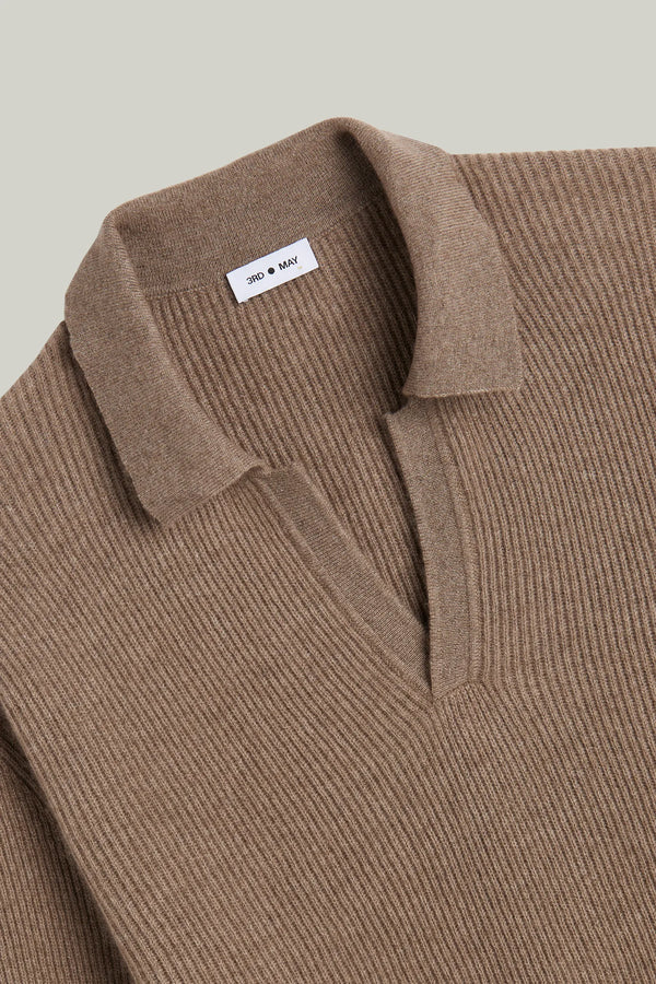 Kaschmir Pullover Polo Kragen Organic Brown#Farbe_Organic Brown