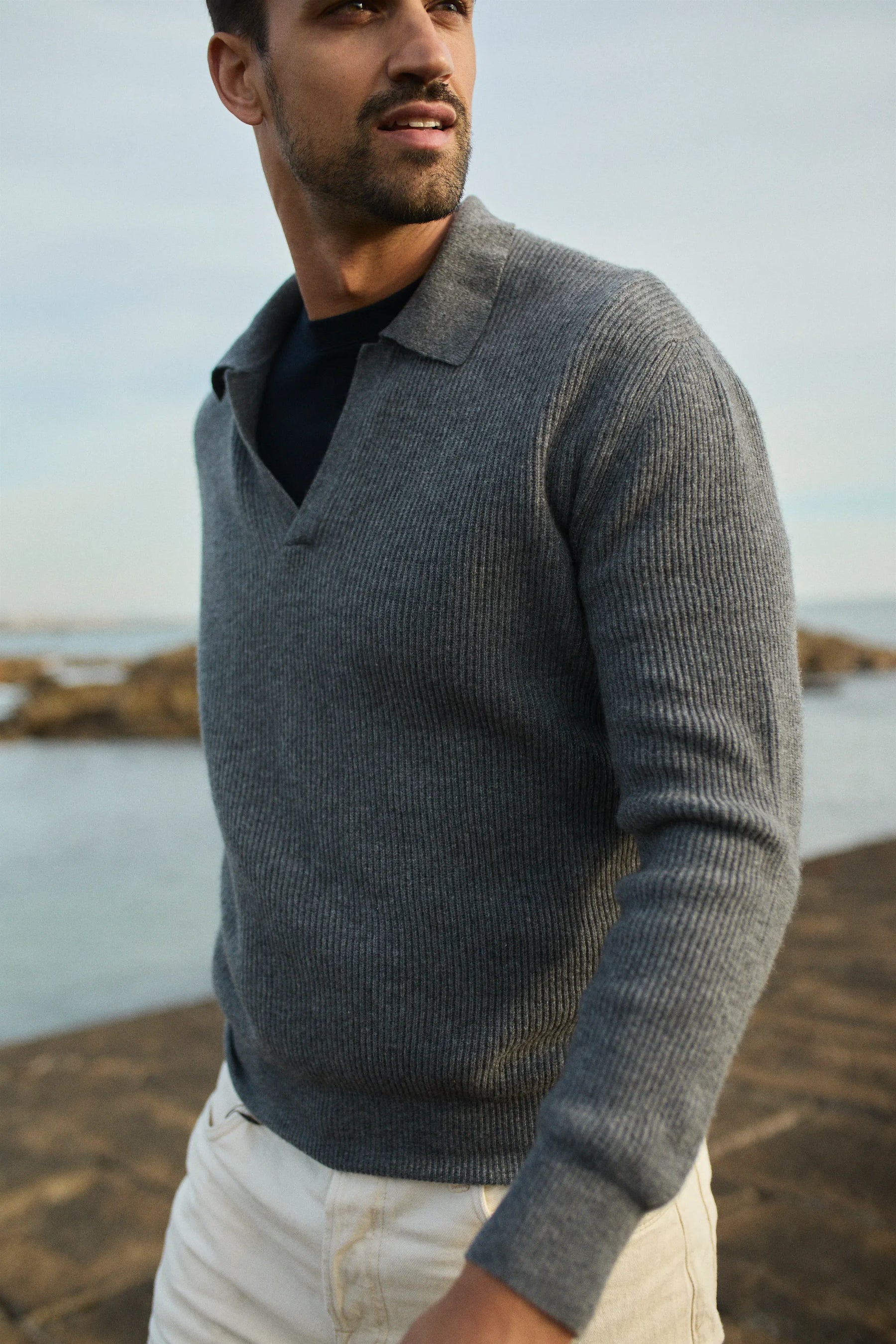Kaschmir Pullover Polo Kragen