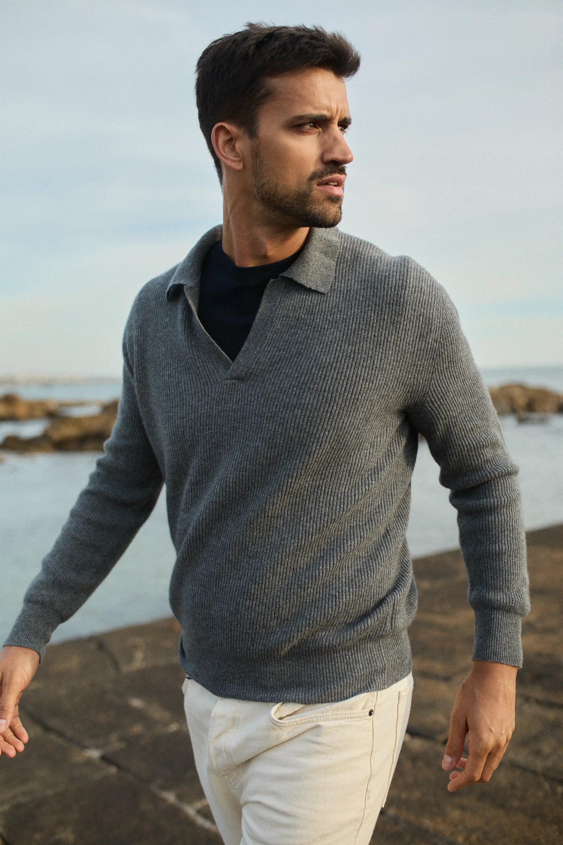 Kaschmir Pullover Polo Kragen