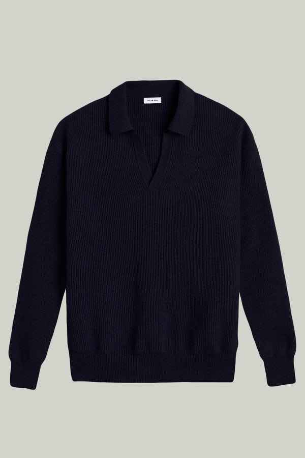 Kaschmir Pullover Polo Kragen Navy#Farbe_Navy