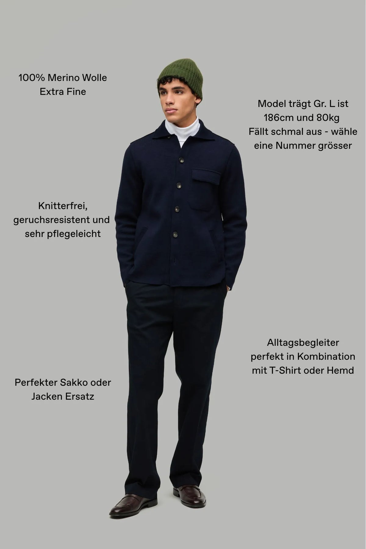 Overshirt Heavy Knit Merino Extra Fine Navy#Farbe_Navy