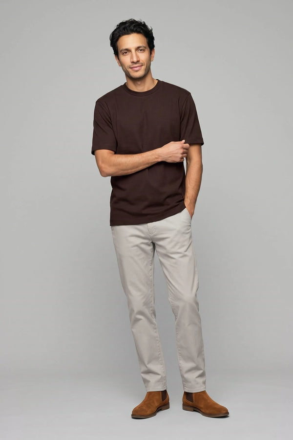 T-Shirt Kurzarm Organic Cotton Rib Chocolate#Farbe_Chocolate