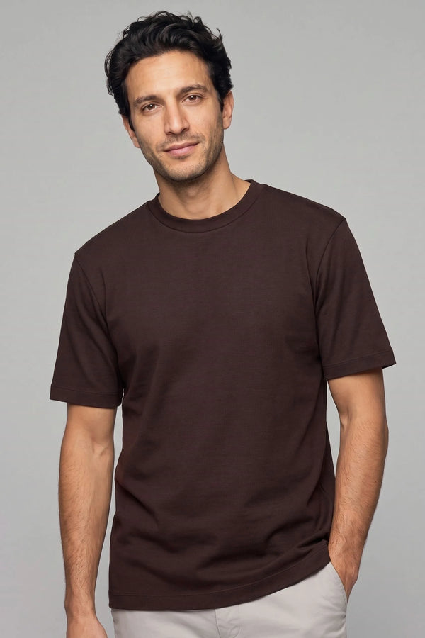 T-Shirt Kurzarm Organic Cotton Rib Chocolate#Farbe_Chocolate
