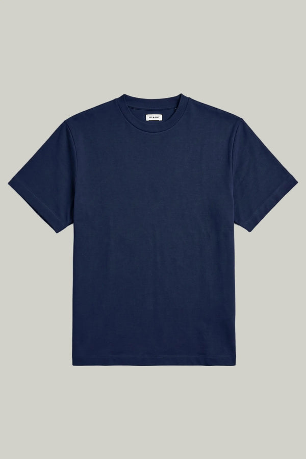 T-Shirt Kurzarm Organic Cotton Rib Navy#Farbe_Navy