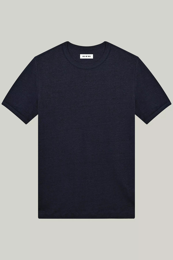 T-Shirt Kurzarm Leinen Navy#Farbe_Navy