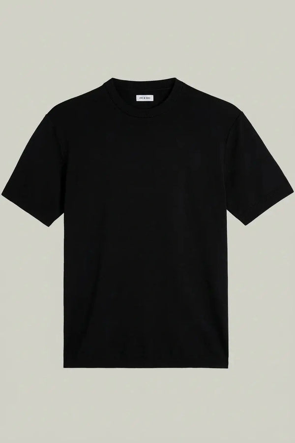 T-Shirt Kurzarm Pique Doubleface Black#Farbe_Black