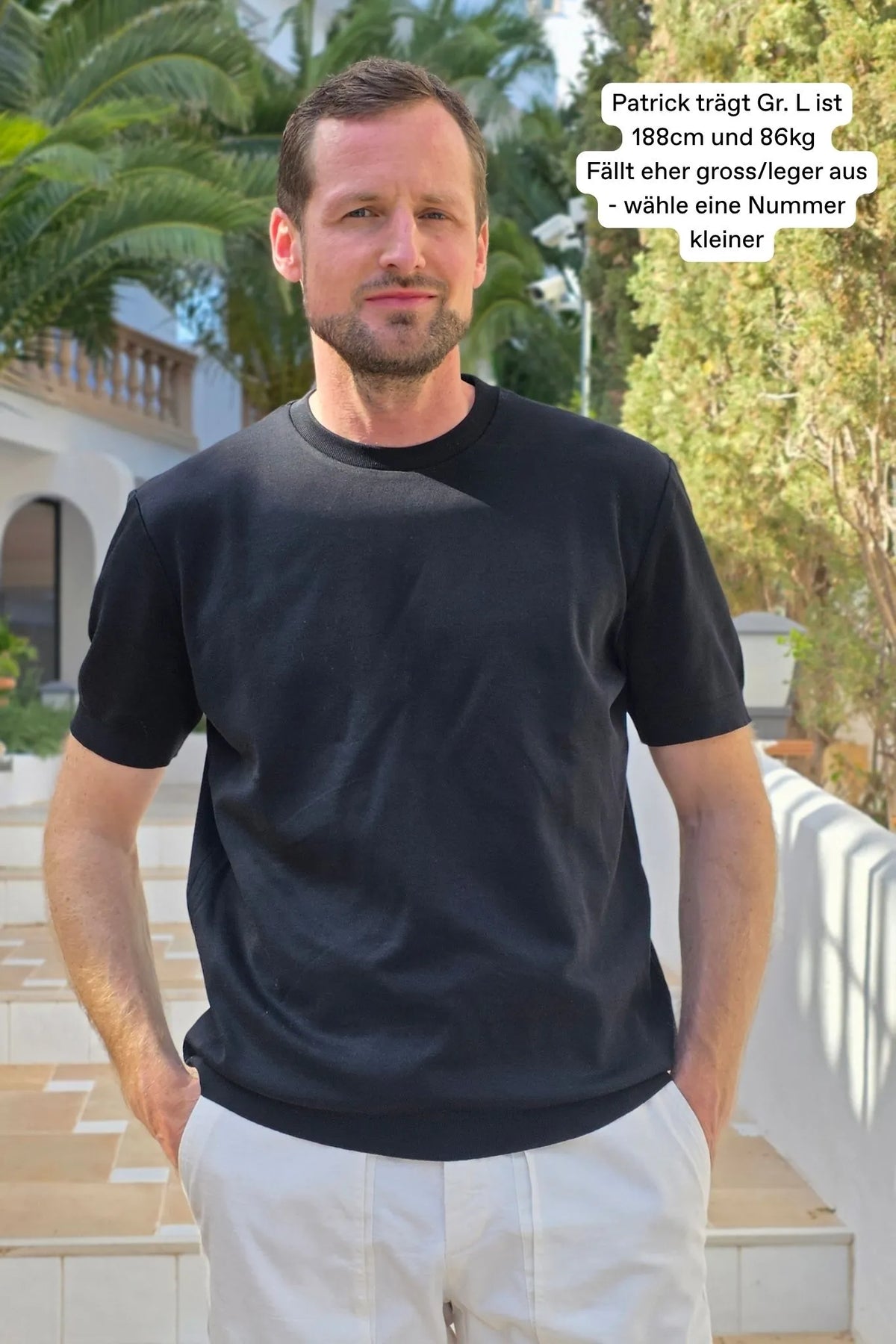 T-Shirt Kurzarm Pique Doubleface Black#Farbe_Black