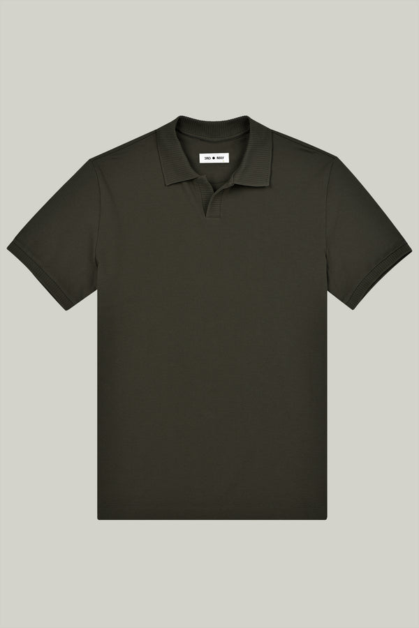 Polo-Shirt Kurzarm Pique Rippenkragen Dark Green#Farbe_Dark Green