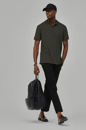 Polo-Shirt Kurzarm Pique Rippenkragen