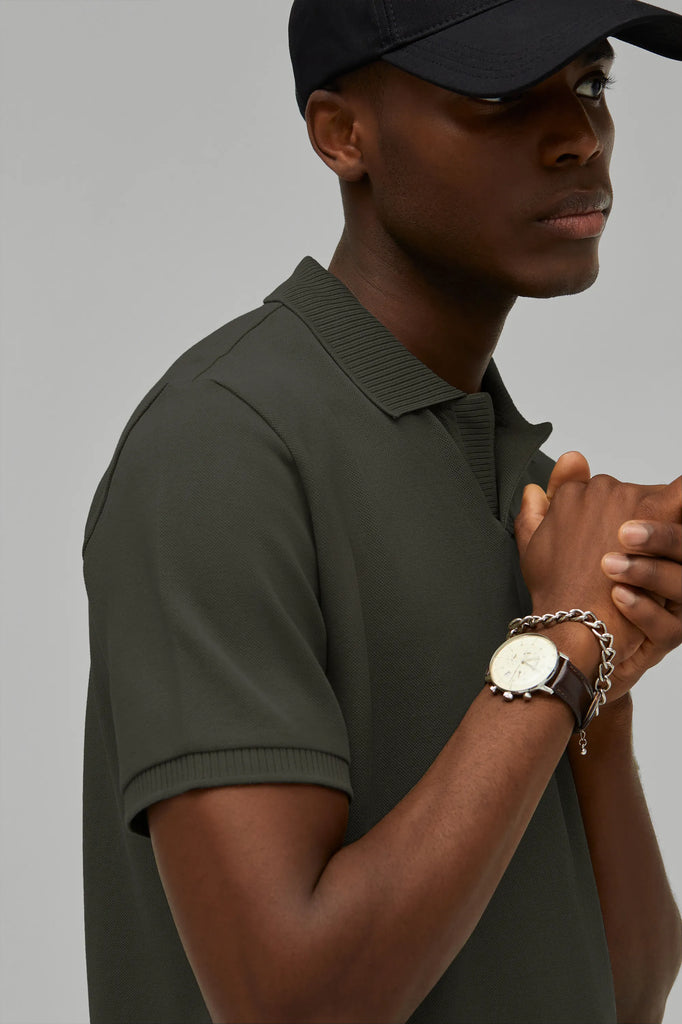 Polo-Shirt Kurzarm Pique Rippenkragen
