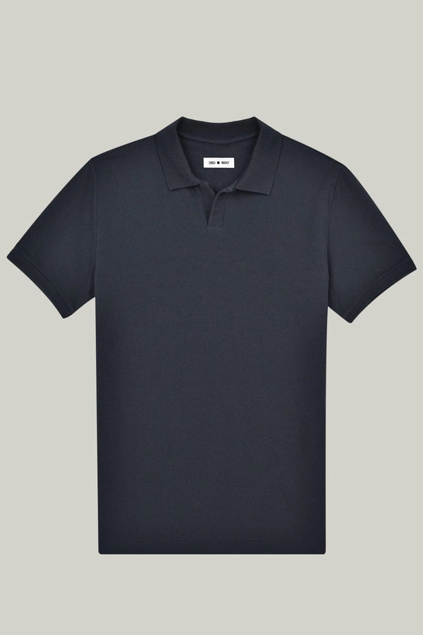 Polo-Shirt Kurzarm Pique Rippenkragen Navy#Farbe_Navy