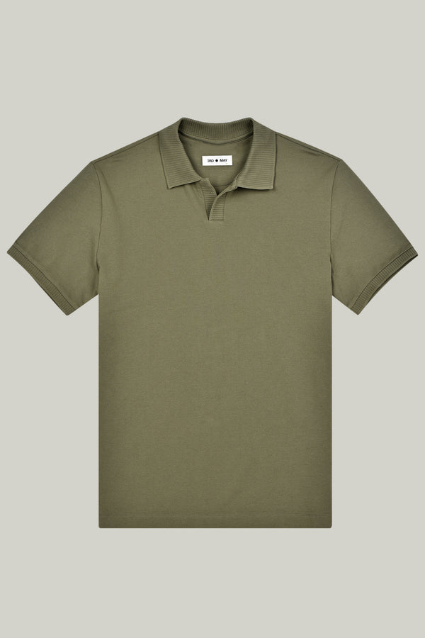 Polo-Shirt Kurzarm Pique Rippenkragen Olive#Farbe_Olive