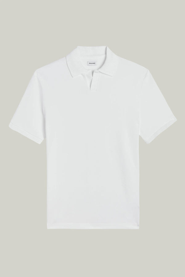 Polo-Shirt Kurzarm Pique Rippenkragen White#Farbe_White