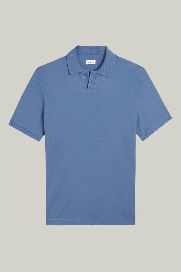 Polo-Shirt Kurzarm Pique Rippenkragen Denim#Farbe_Denim