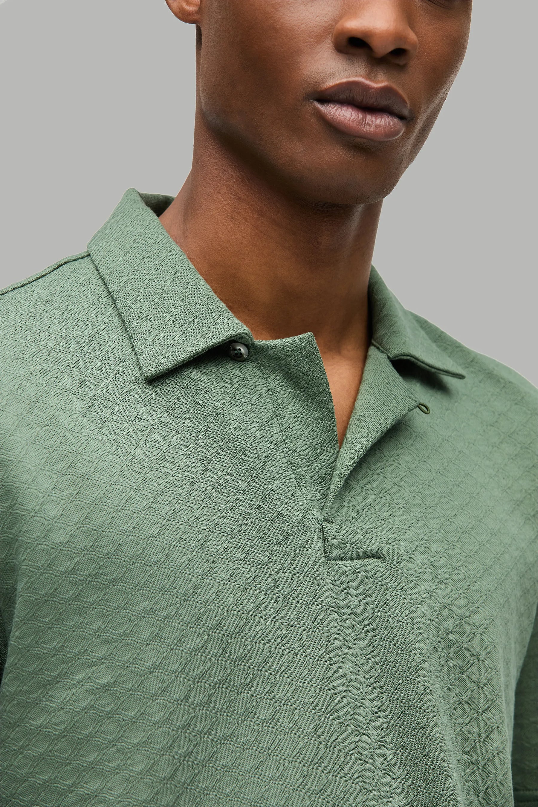 Polo-Shirt Kurzarm Jacquard Struktur