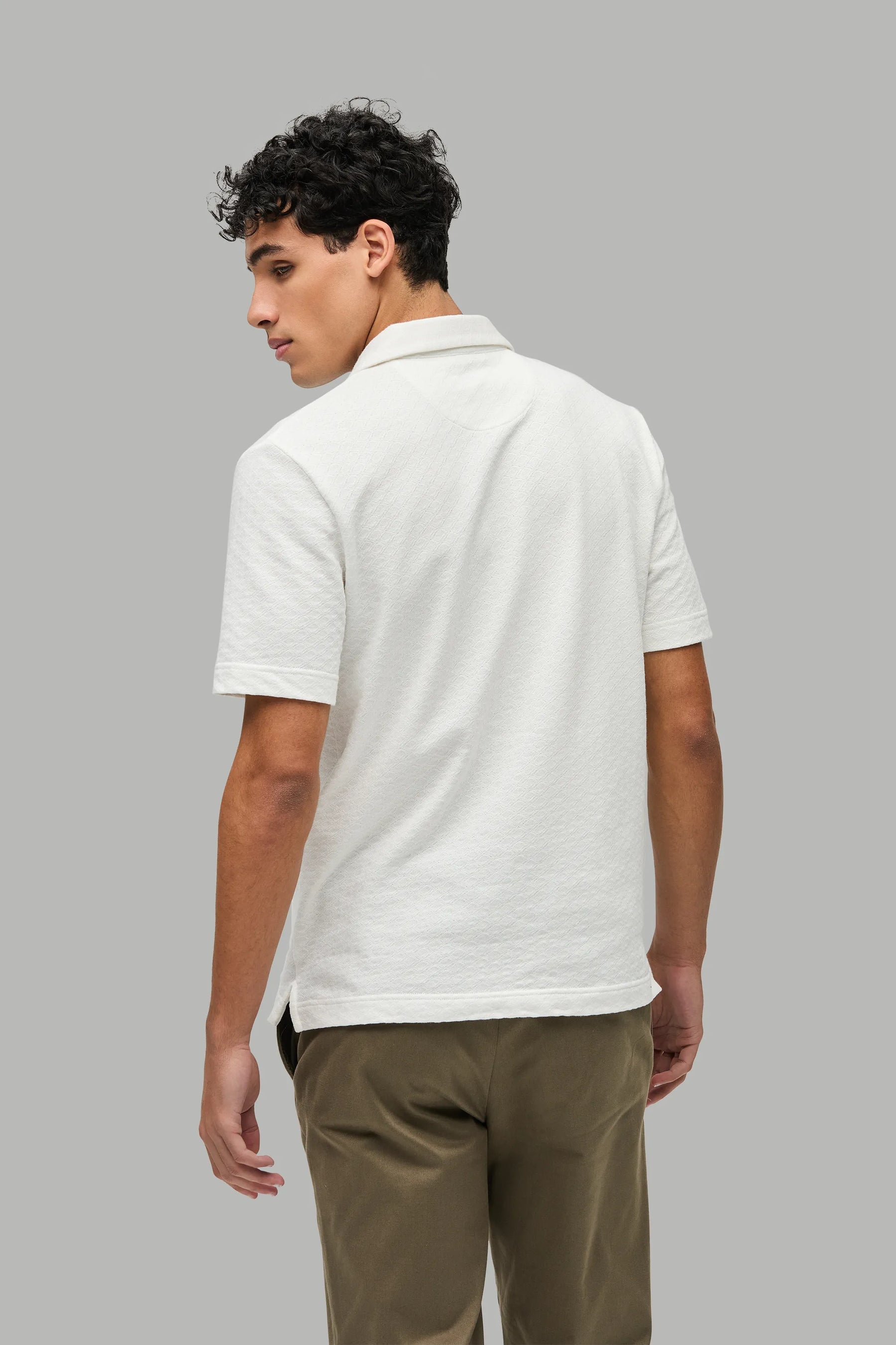 Polo-Shirt Kurzarm Jacquard Struktur