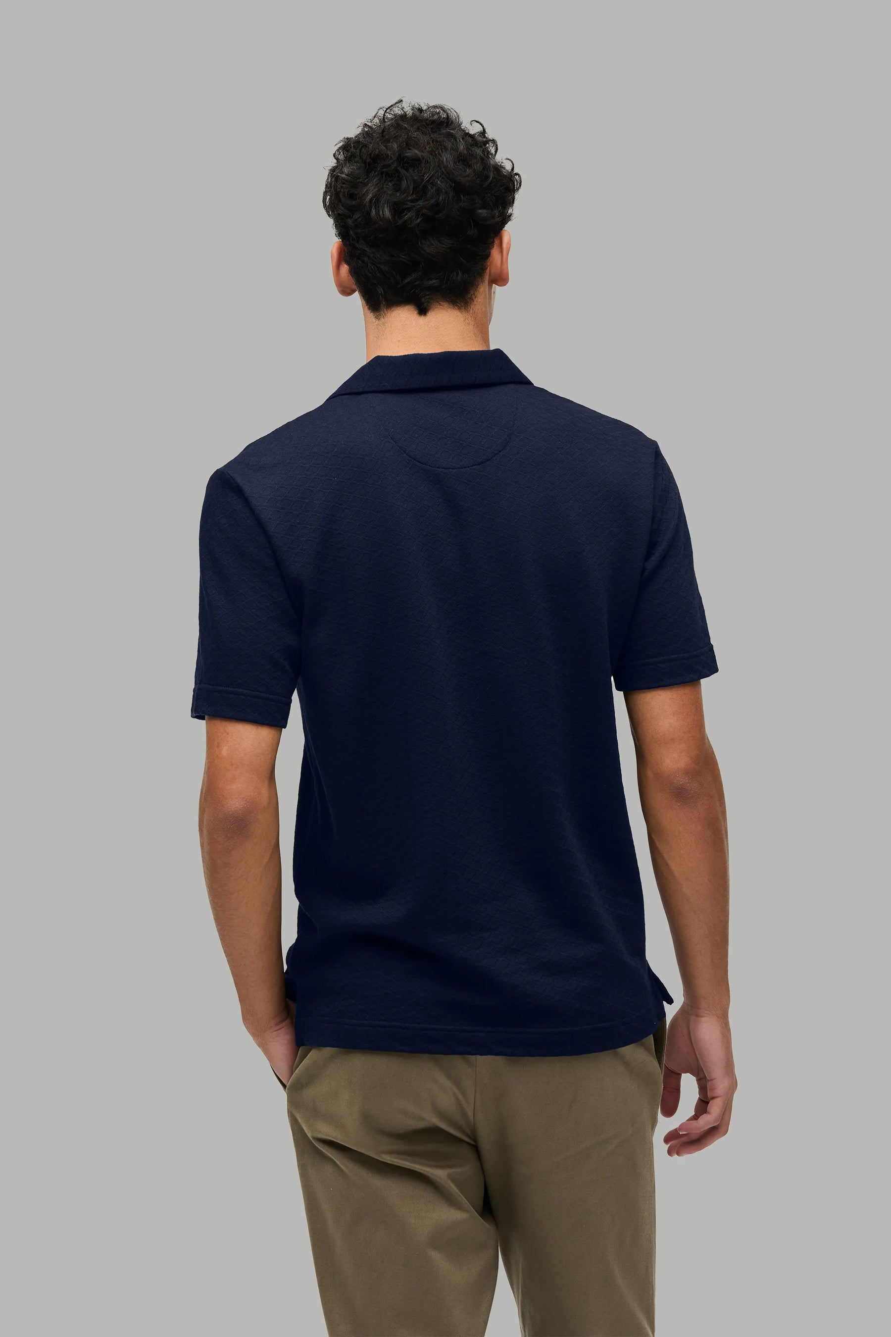 Polo-Shirt Kurzarm Jacquard Struktur