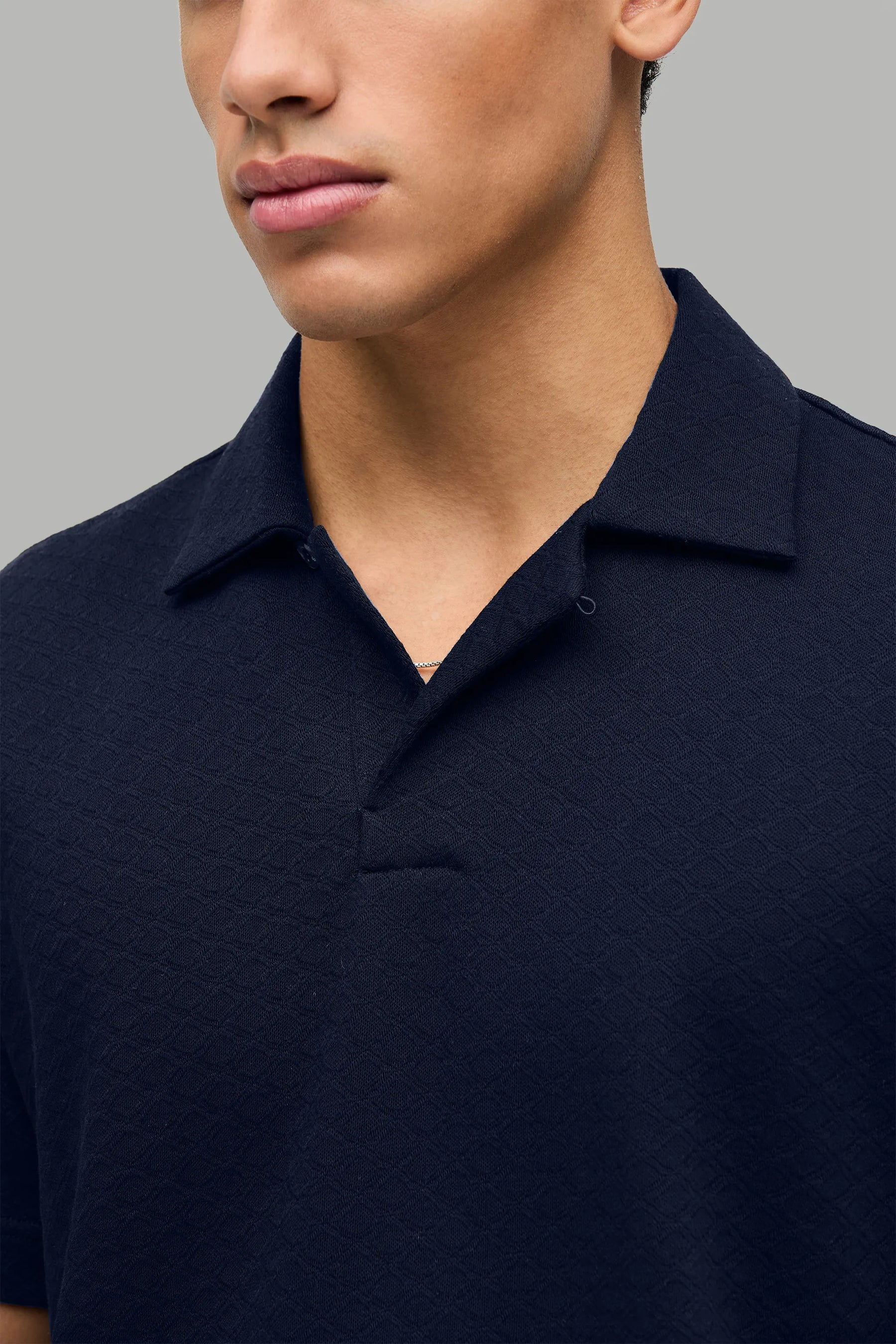 Polo-Shirt Kurzarm Jacquard Struktur