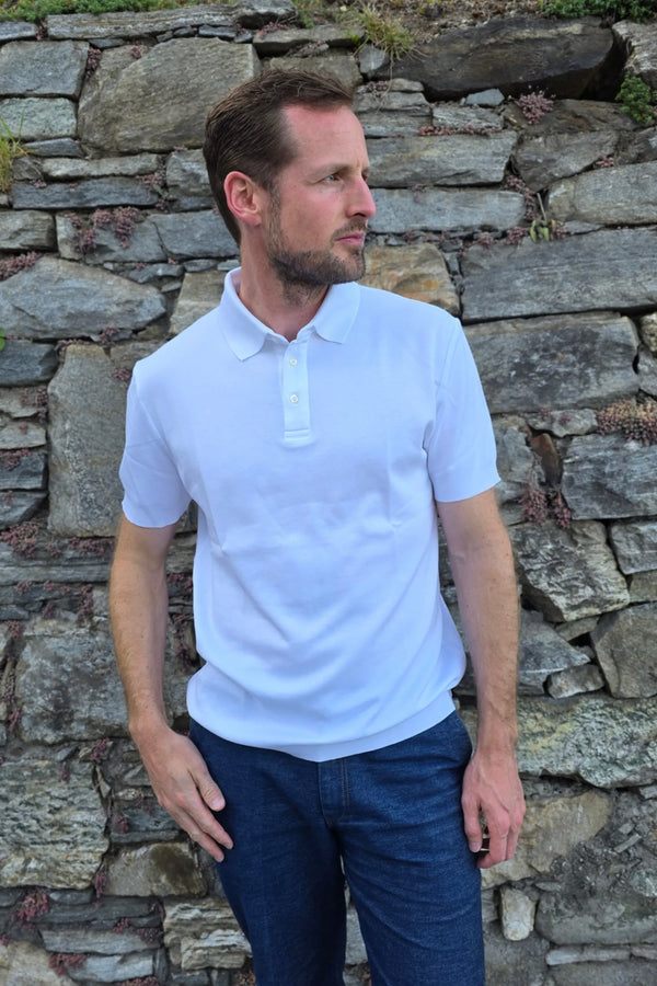 Polo-Shirt Kurzarm Pique Doubleface White#Farbe_White