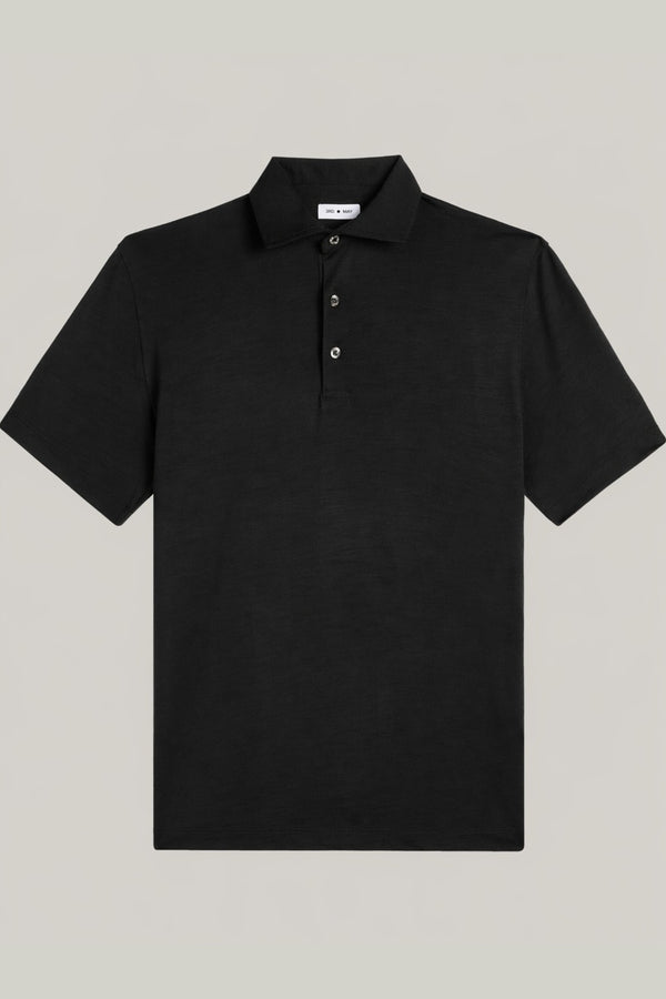 Polo-Shirt Kurzarm Luxe Wool Black#Farbe_Black