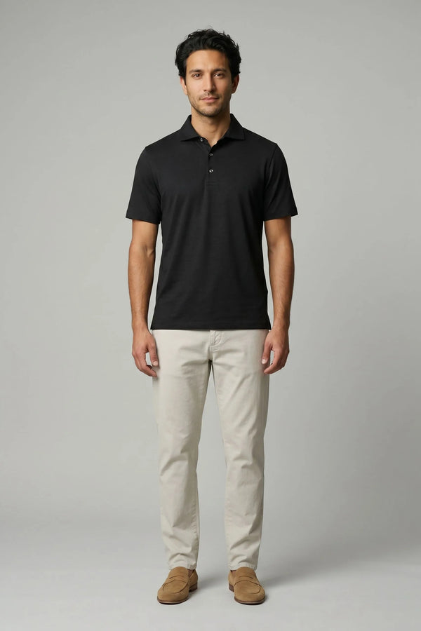 Polo-Shirt Kurzarm Luxe Wool Black#Farbe_Black