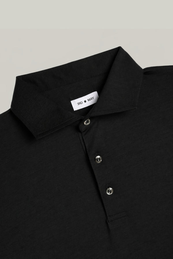 Polo-Shirt Kurzarm Luxe Wool Black#Farbe_Black