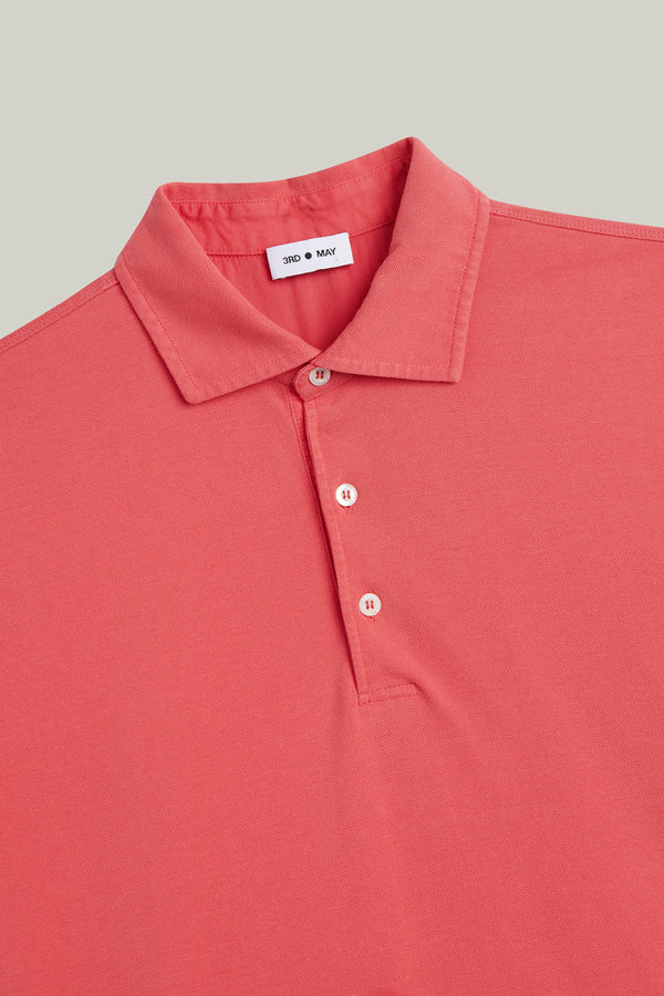 Polo-Shirt Kurzarm Pique Garment Dyed Coral#Farbe_Coral