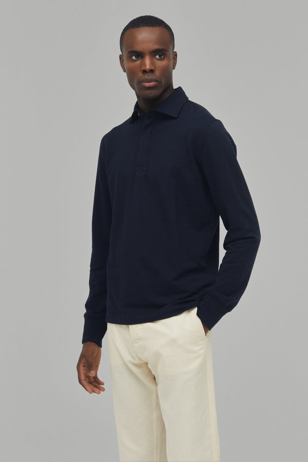 Polo Sweatshirt Modal Cotton Navy#Farbe_Navy
