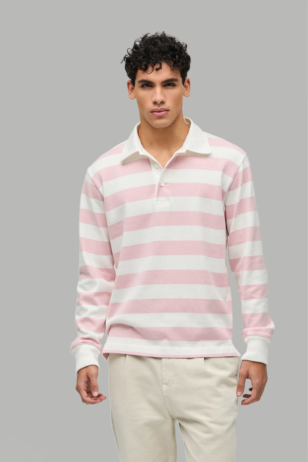Polo Rugby Heavy College Jersey Rose Stripe#Farbe_Rose Stripe