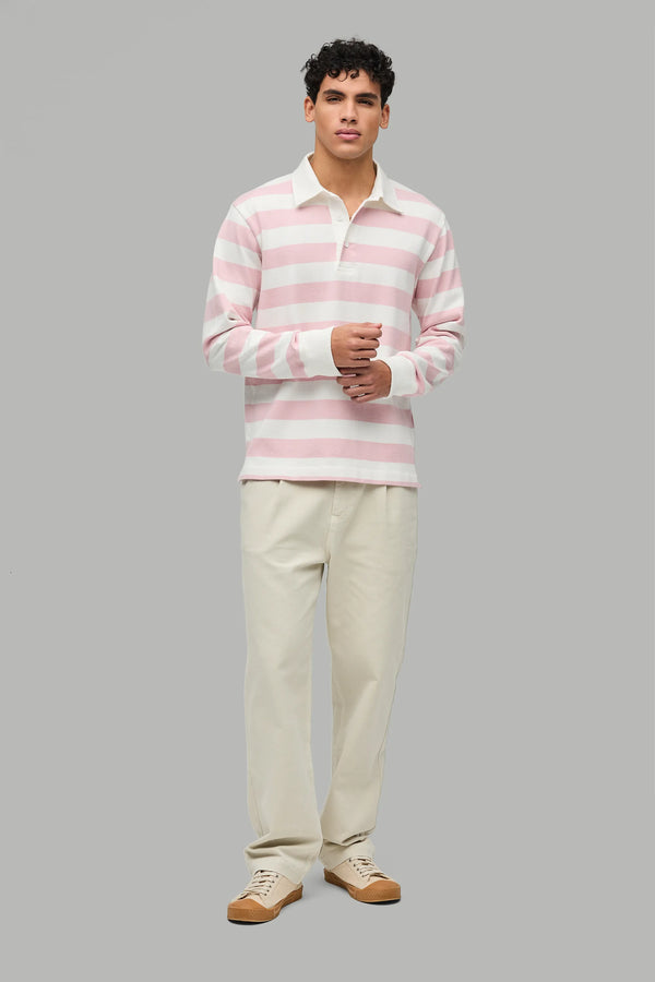 Polo Rugby Heavy College Jersey Rose Stripe#Farbe_Rose Stripe