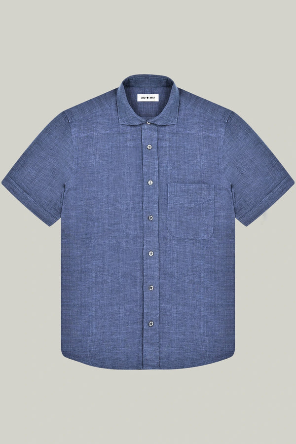Hemd Kurzarm Leinen Denim#Farbe_Denim