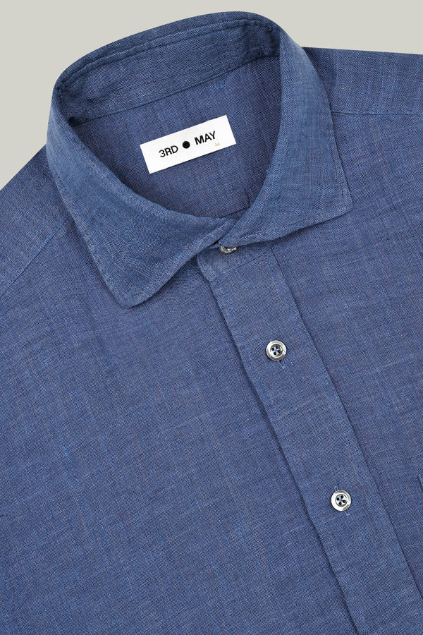 Hemd Kurzarm Leinen Denim#Farbe_Denim