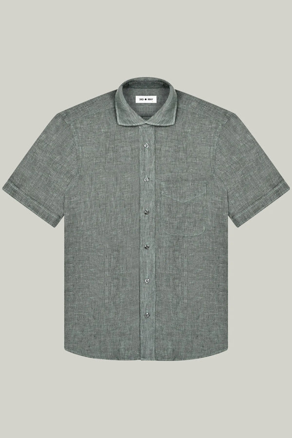 Hemd Kurzarm Leinen Olive#Farbe_Olive