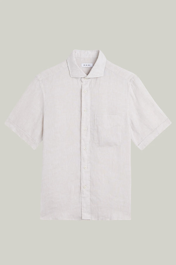 Hemd Kurzarm Leinen Beige#Farbe_Beige