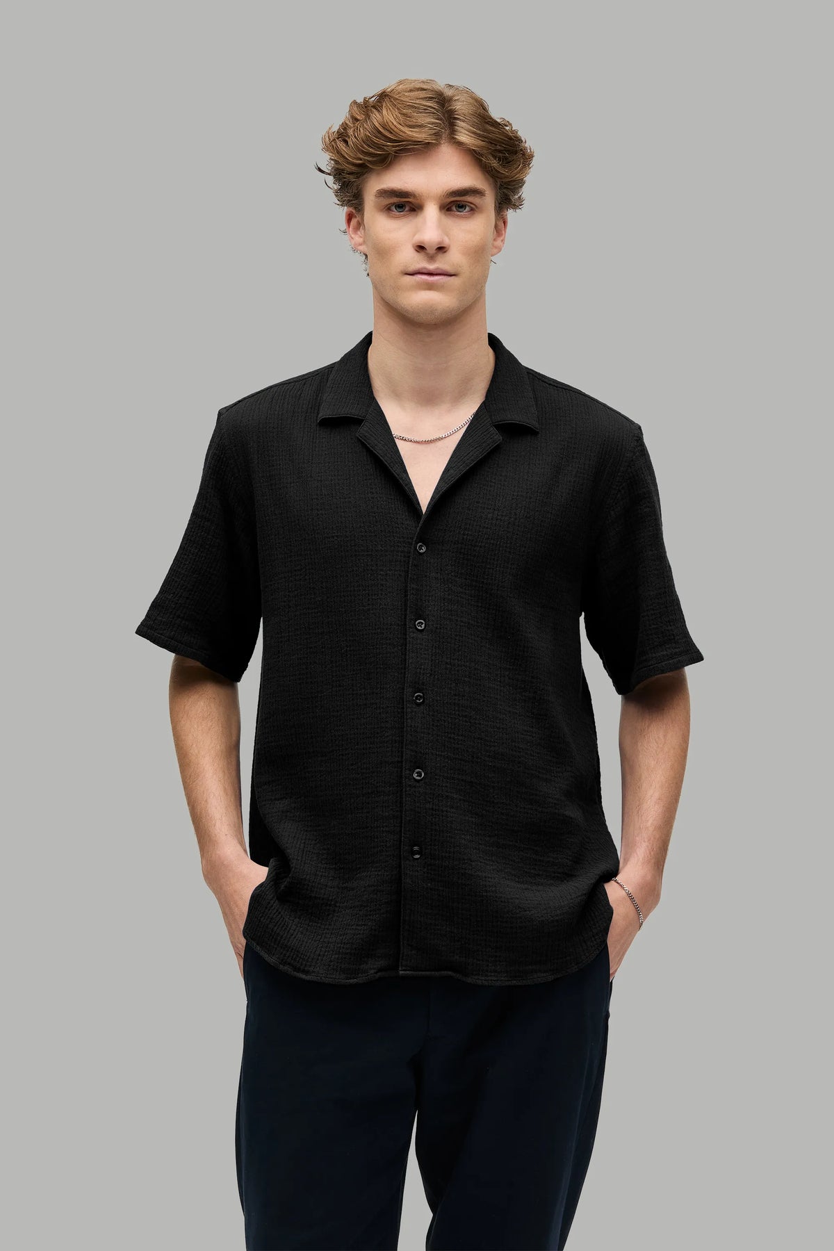 Bowling Shirt Musselin Black#Farbe_Black